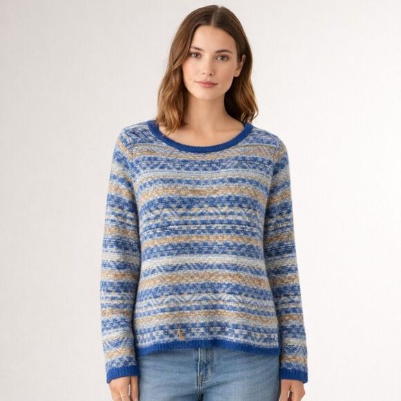 Chelsea & Violet Sweaters - Chelsea & Violet Womens L Blue Fair Isle Knit Sweater Cozy Boho NWT